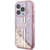 Guess GUHCP15LLFCSEGP iPhone 15 Pro 6.1 różowy/pink hardcase Liquid Glitter Gold Stripes
